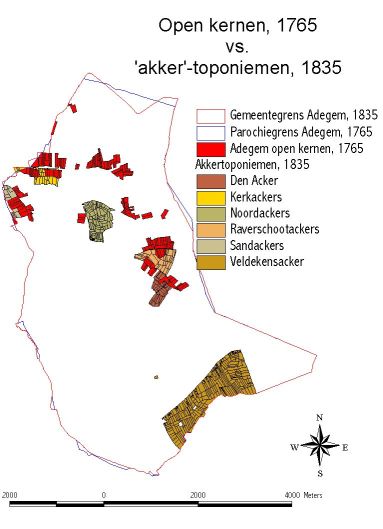 Adegem - Open kernen vs Akker-toponiemen