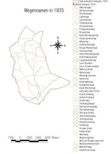 Adegem - Wegennamen 1835