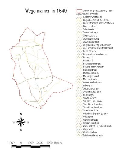 Adegem - Wegennamen 1640