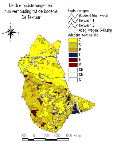 Adegem - Oudste wegen en hun verhouding tot de bodems: textuur