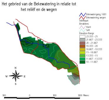 Adegem - de Bekewatergang: relatie tot reliëf en wegen