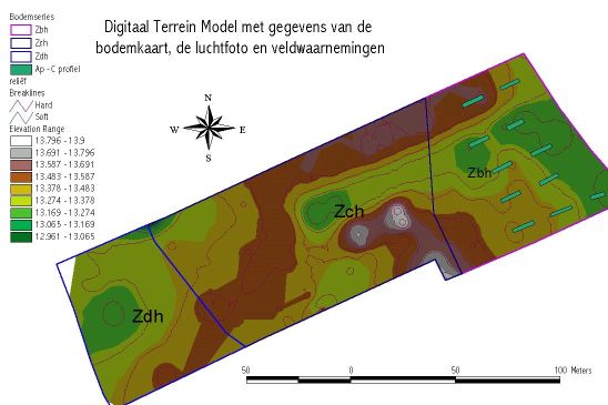 Adegem - Archeologische site Vliegplein: digitaal terrein model