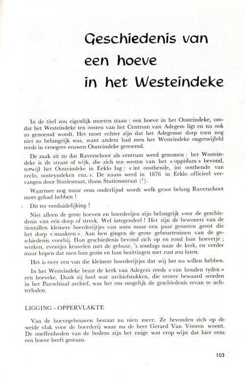 Adegemse Hoeven - Geschiedenis van een hoeve in het Westeindeke