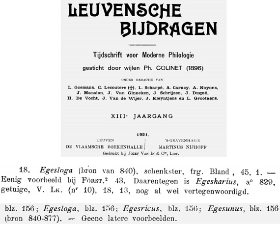 Egesloga in het tijdschrift Leuvensche Bijdragen