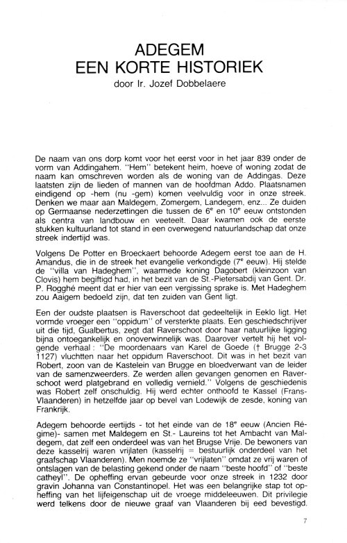 Omtrent Adegem - Adegem, een korte historiek