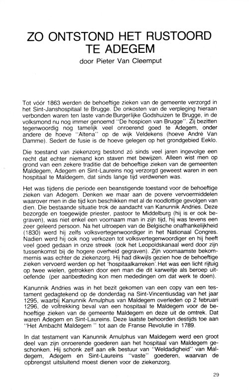 Omtrent Adegem - Zo ontstond het rustoord te Adegem