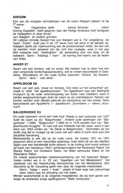 Omtrent Adegem - Adegemse toponiemen of plaatsnamen (2)